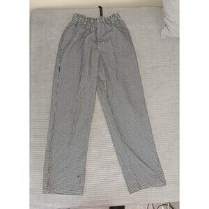 NEW Chef Works Black & White Check Baggy Chef Pants Elastic /Drawstring Small